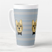 Bruine Franse Bulldog, Stripes Latte Mok (Linkerhoek)