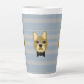 Bruine Franse Bulldog, Stripes Latte Mok (Voorkant)