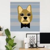 Bruine Franse Bulldog, Stripes Poster (Thuiskantoor)