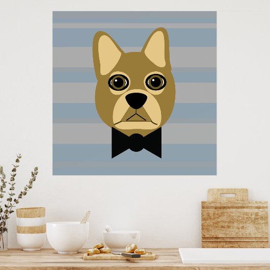 Bruine Franse Bulldog, Stripes Poster (Keuken)