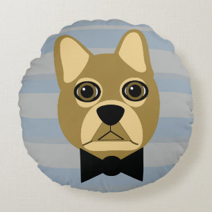 Bruine Franse Bulldog, Stripes Rond Kussen