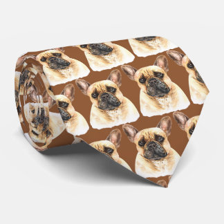 Bruine Franse Bulldog Stropdas