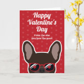 Bruine Franse Bulldog Valentijnsdag kaart (Gele Bloem)