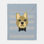 Bruine Frenchie Bulldog, Strepen Fleece Deken (Voorkant)