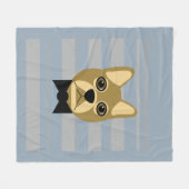 Bruine Frenchie Bulldog, Strepen Fleece Deken (Voorkant (Horizontaal))