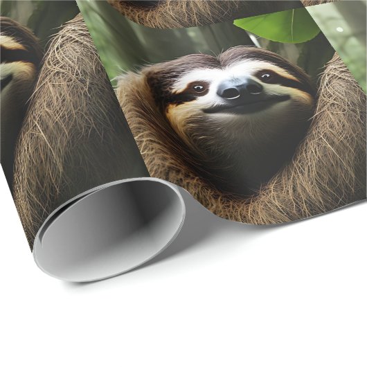 Bruine Fuzzy Sloth Cadeaupapier (Rol Hoek)