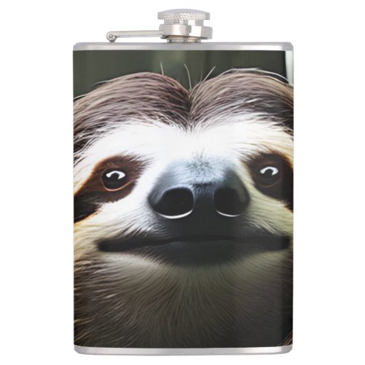 Bruine Fuzzy Sloth, Hip Flask Heupfles (Voorkant)