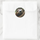 Bruine Fuzzy Sloth Ronde Sticker (Tas)