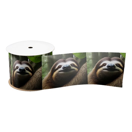 Bruine Fuzzy Sloth Satijnen Lint (Spoel)