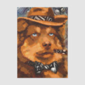 Bruine Gangster Hond met Blauwe Ogen Decoupage Tissuepapier (Voorkant)