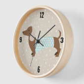 Bruine geanimeerde Dachshund wandklok (Hoek)