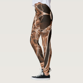 Bruine gebogen tapes, geaccentueerd door het relië leggings