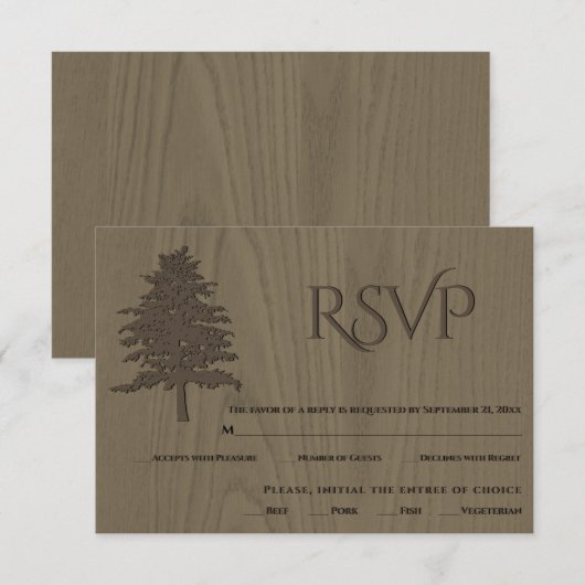 Bruine gegaufreerde bomen Ssepia bruiloft RSVP-kaa RSVP Kaartje (Voorkant / Achterkant)