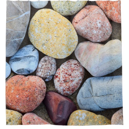 Bruine gele en grijze stenen douchegordijn (Voorkant)