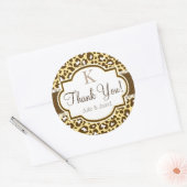 Bruine, gele luipaard dierenprint dank u ronde sticker (Envelop)