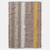Bruine, gele, witte pluche strepen deken (Voorkant Verticaal)