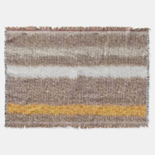 Bruine, gele, witte pluche strepen deken