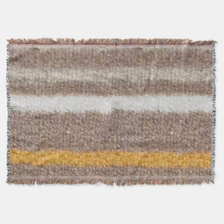 Bruine, gele, witte pluche strepen deken