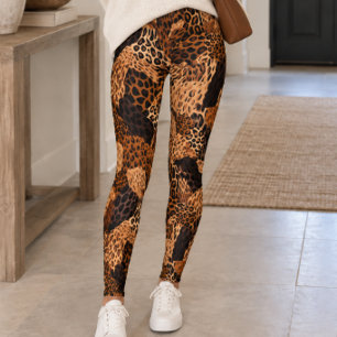 Bruine gemengde luipaard cheeta print leggings