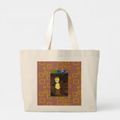 Bruine Geometrische Cartoon Theme Canvas tas (Achterkant)