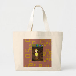 Bruine Geometrische Cartoon Theme Canvas tas
