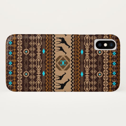 Bruine Geometrische Etnische PatroonAfrikaanse Gir Case-Mate iPhone Case (Achterkant (horizontaal))