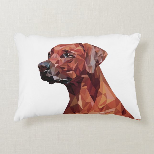 Bruine geometrische hond   accent kussen (Voorkant)