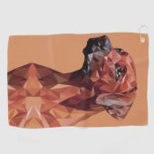 Bruine geometrische hond op bruin golfhanddoek (Horizontaal)