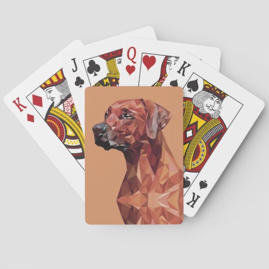Bruine geometrische hond op bruin pokerkaarten (Achterkant)