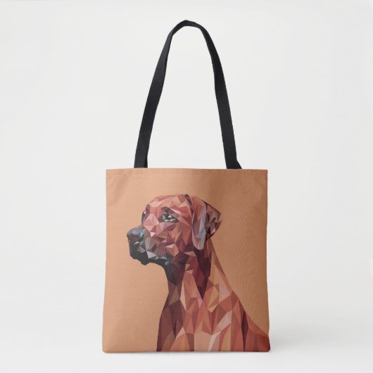Bruine geometrische hond op bruin tote bag (Voorkant)