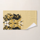 Bruine geometrische leeuw bad handdoek (Handdoek)