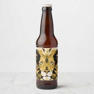 Bruine geometrische leeuw bier etiket