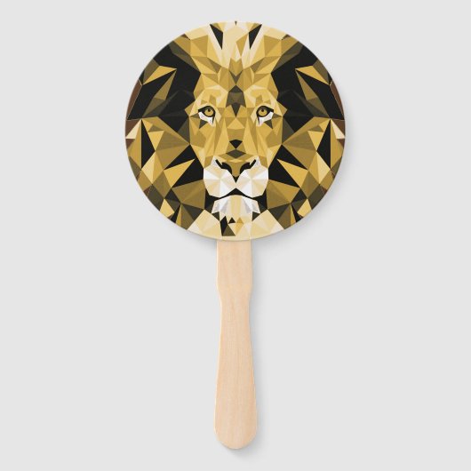 Bruine geometrische leeuw handwaaier (Achterkant)