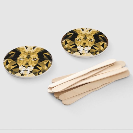 Bruine geometrische leeuw handwaaier (Niet-gemonteerd)