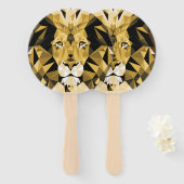 Bruine geometrische leeuw handwaaier (Voorkant en achterkant)