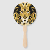 Bruine geometrische leeuw handwaaier (Voorkant)