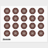 Bruine geometrische moderne sneeuwvlok ronde sticker (Vel)