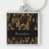 Bruine geometrische vormen patroon Sticker Sleutelhanger (Voorkant)