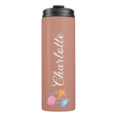 Bruine gepersonaliseerde zeeschelpen thermosbeker (Voorkant)