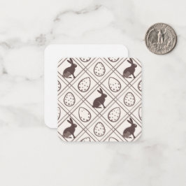 Bruine geruite Pasen Notitiekaartje