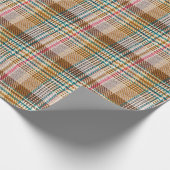Bruine geruite stof, Schotse wol. Cadeaupapier (Hoek)