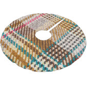 Bruine geruite stof, Schotse wol. Kerstboom Rok (Gekanteld)
