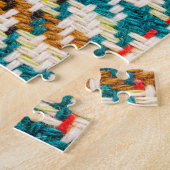 Bruine geruite stof, Schotse wol. Legpuzzel (Zijkant)