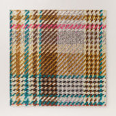 Bruine geruite stof, Schotse wol. Legpuzzel (Horizontaal)