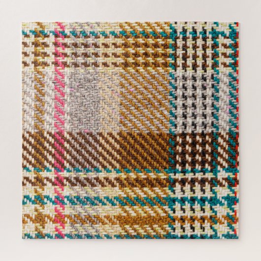 Bruine geruite stof, Schotse wol. Legpuzzel (Verticaal)