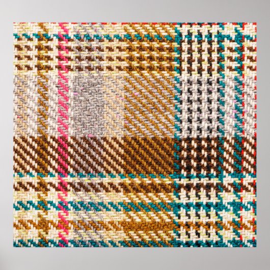 Bruine geruite stof, Schotse wol. Poster (Voorkant)