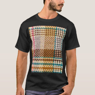 Bruine geruite stof, Schotse wol. T-shirt