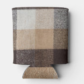 Bruine geruite wol: tartantextuur blikjeskoeler (Achterkant)