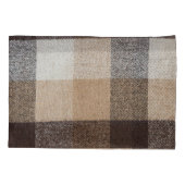 Bruine geruite wol: tartantextuur kussensloop (Achterkant)