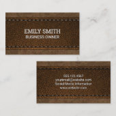 Bruine gestikte lederen textuur visitekaartje (Voorkant / Achterkant)